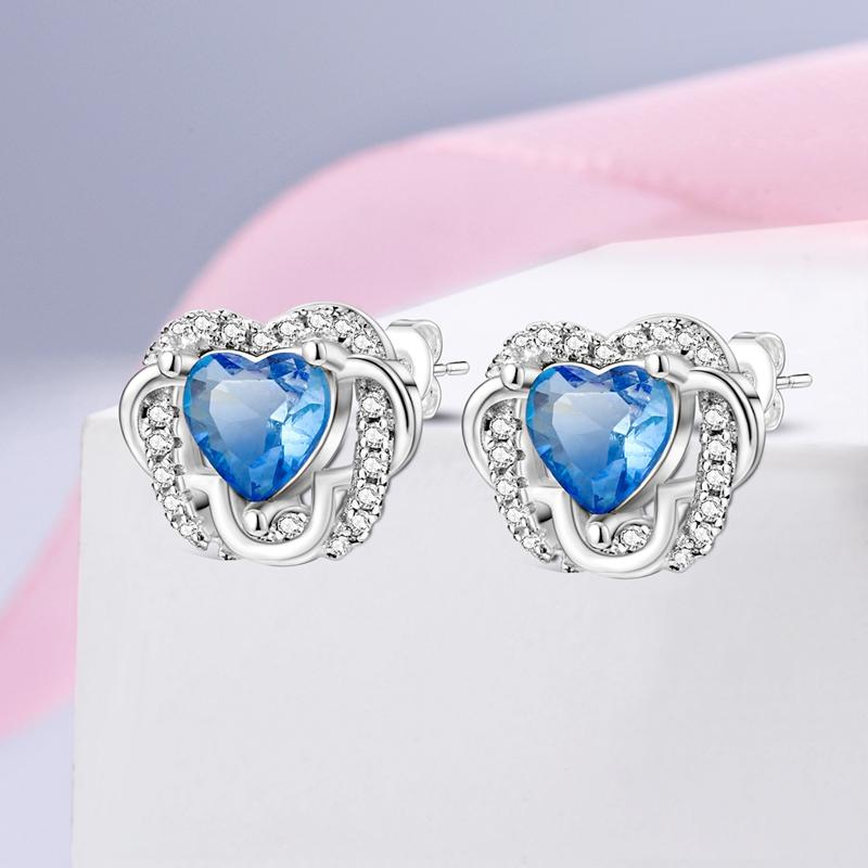 Cute Unicorn Stud Earrings Silver Plated for Little Girl Crystal Cat Mouse Elephant Heart Star Earring Gift Jewelry