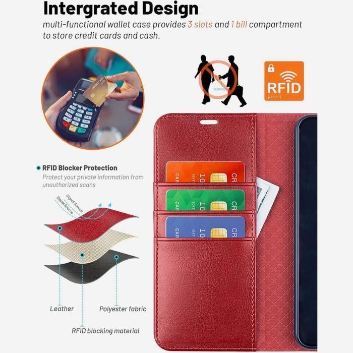 Case - Efconnection - for Samsung Galaxy S24 Plus - PU Leather - Red - Shockproof - Magnetic Closure