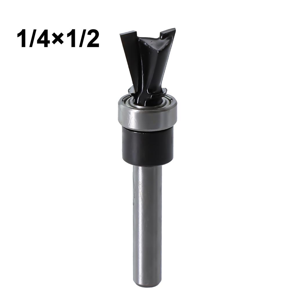 Woodworking Router Bit 14IN Carbide Dovetail Profile with Bottom Bearing for Precise and Stable Routing On Wood Materials