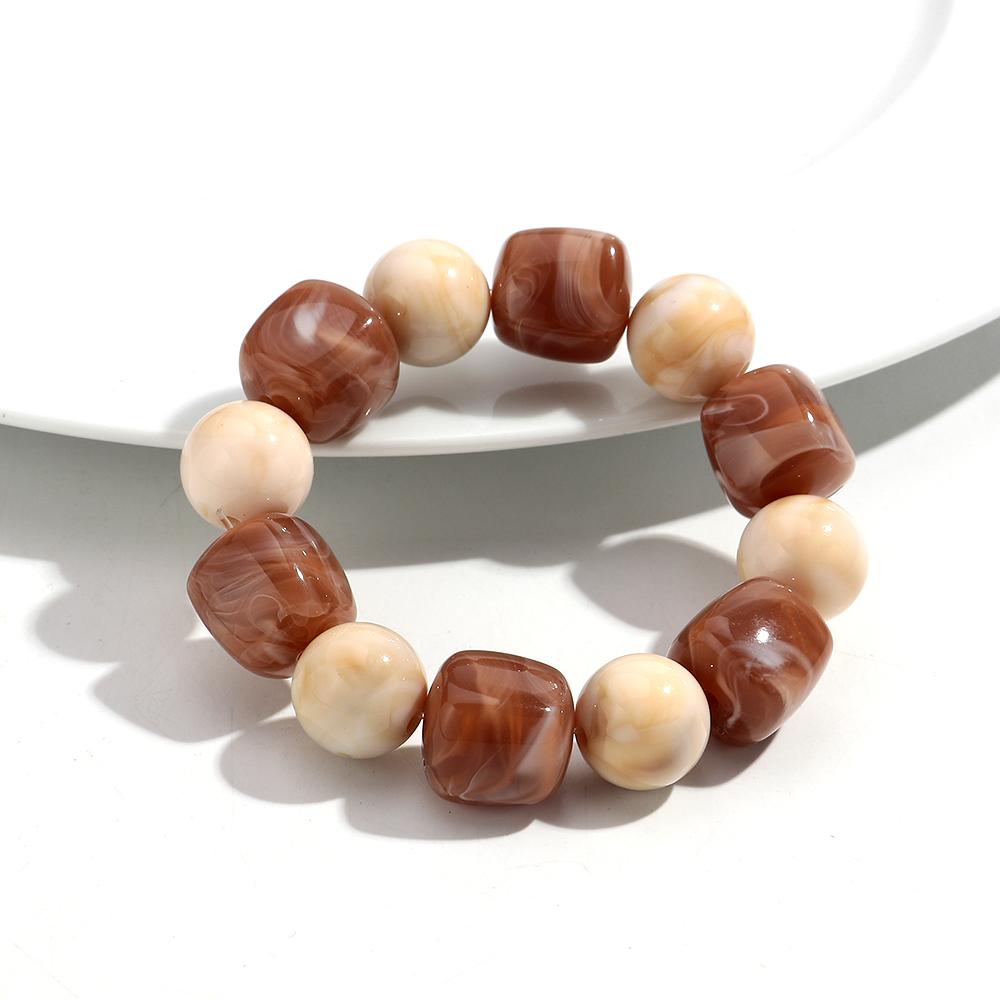 Acryl Dikke Onregelmatige Vierkante Ronde Kralen Armband voor Vrouwen Europese en Amerikaanse Eenvoudige Armband Mode Hand Accessoires