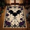 Gotischer Fledermaus Teppich, Floraler Vampir Teppich, Schwarz Lila Rose Wohnzimmerteppich, Bereichsteppich, Waschbarer Teppich, Rutschfeste Fußmatte