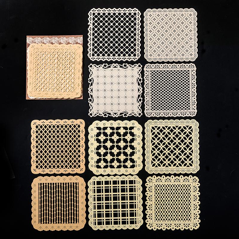 10 Pcs Hollow Out Hand Lace Lace Paper Planner Literature Art Scrapbooking Material Paper Hand Made DIYjunk Journal Supplies