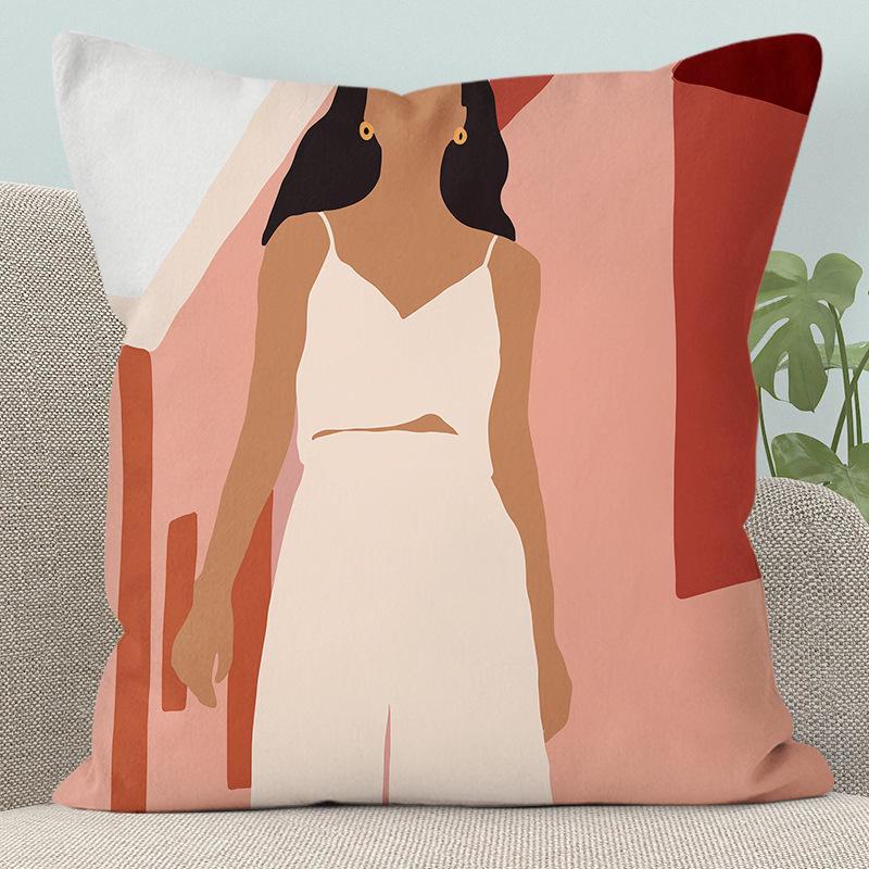 Modern Abstract Character Pillow - Removable, Washable Cushion for Sofa or Bed
