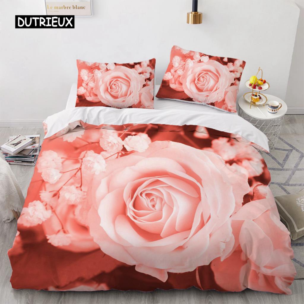 Juego de cama 3D de lujo, juego de funda nórdica doble europea, ropa de cama, manta cómoda/funda de edredón, juego de cama de color nórdico