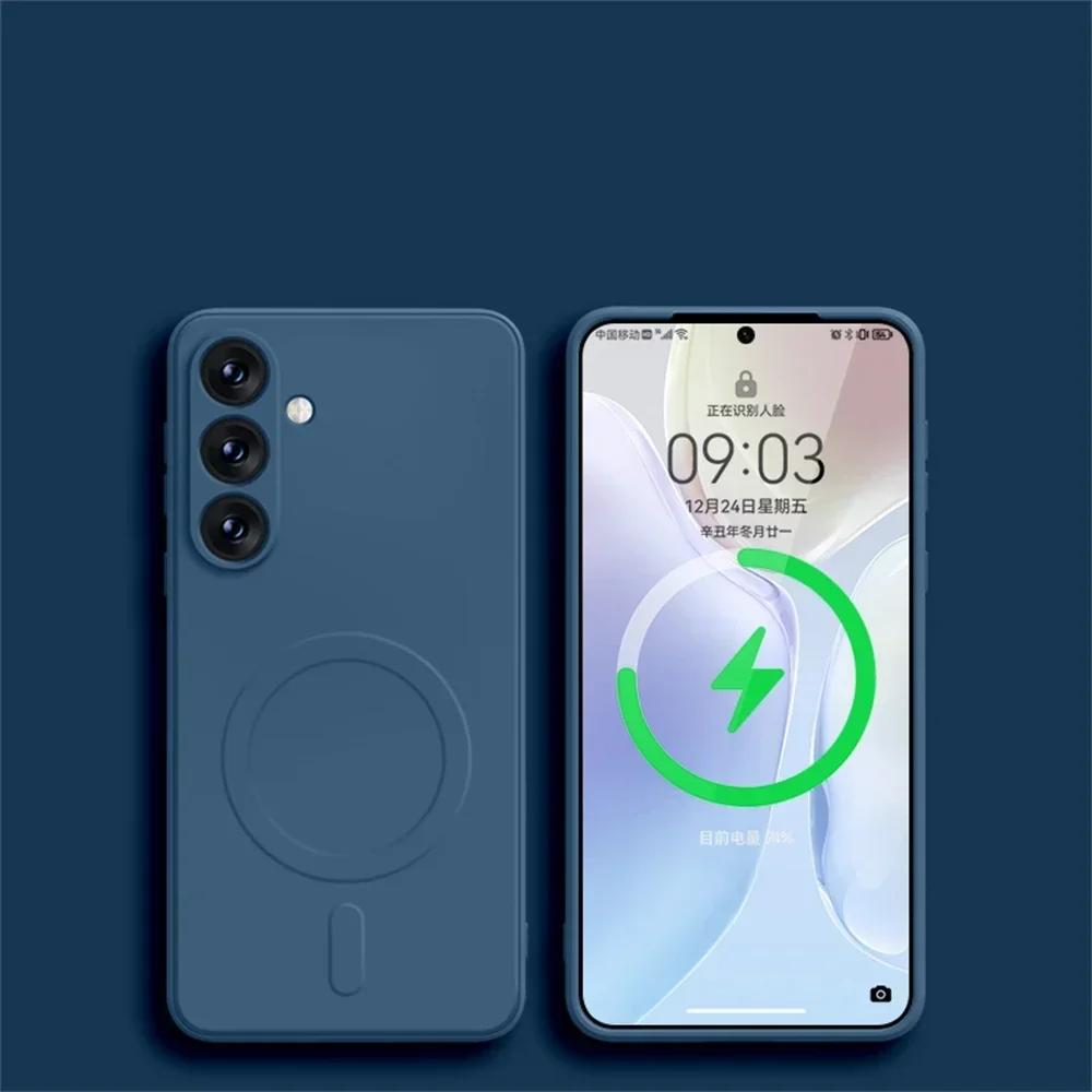 Original Liquid Silicone Magnetic Wireless Charge Case For Samsung Galaxy S25 S24 Ultra S23 S22 S21 For Magsafe Shockproof Cover