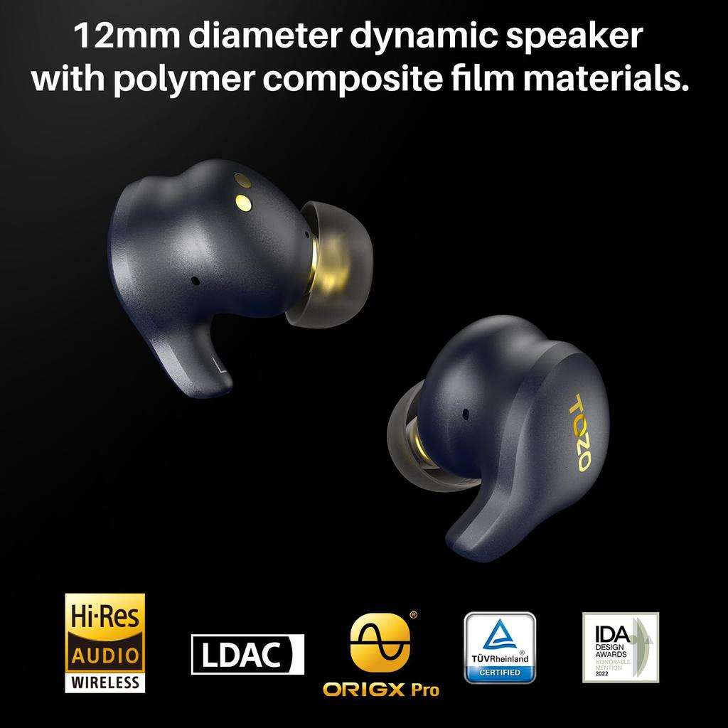 TOZO Golden X1 Wireless Earbuds: Superior Sound Quality That Resonates with You, LDAC Compatible, High-Resolution Audio Playback, Mixed Driver Design