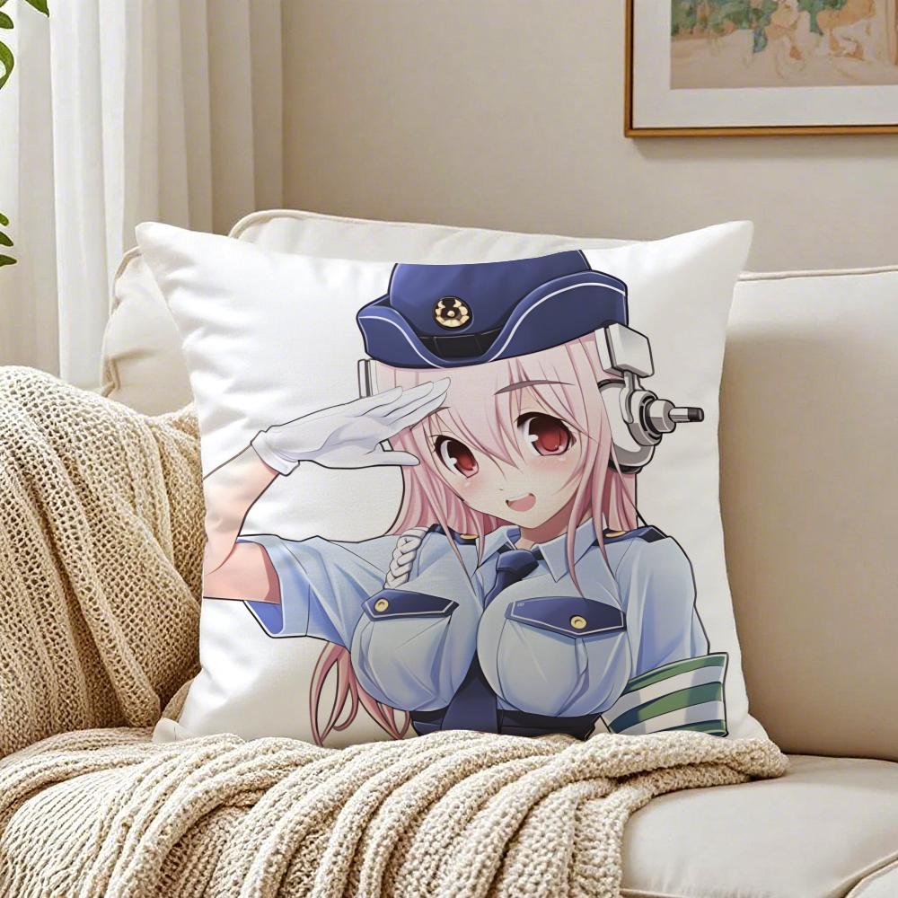 Game Character Idol S-Super S-Sonico Cushion Cover Pillowcase Anti-Dustmite Living Room Sofa Decor Cushion Room