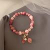 Korean Pink Crystal Stone Bracelet For Women Energy Beads Strand Bangles Female Prayer Blessing Health Wristband Jewelry Gift