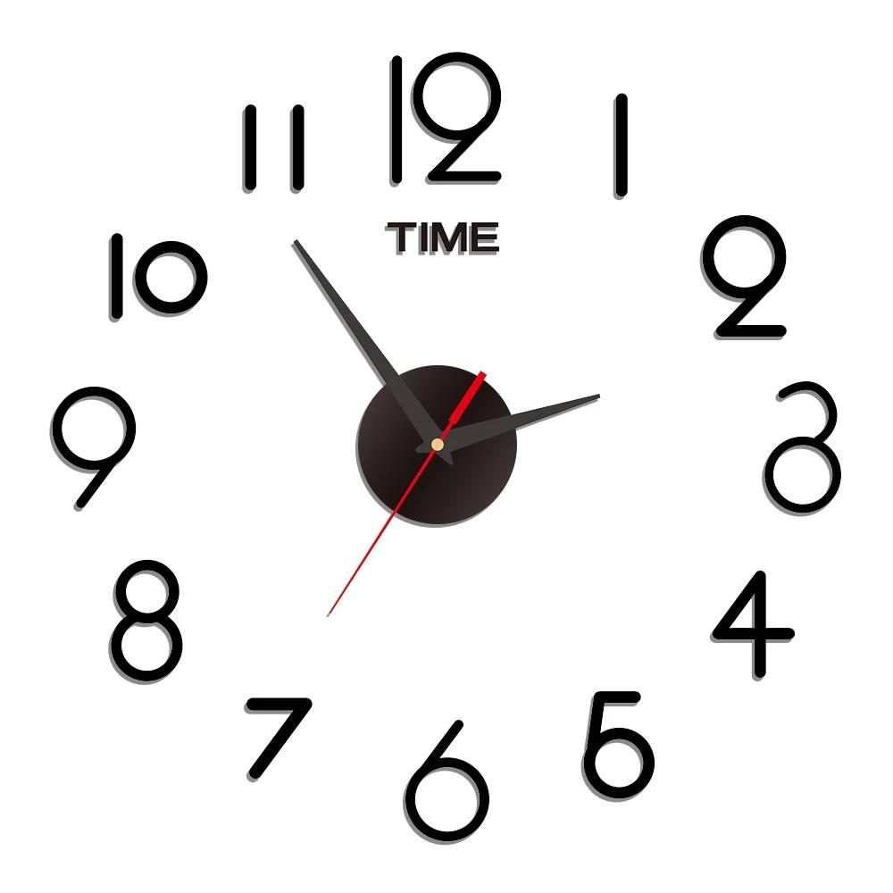 3D Wall Clock Acrylic Frameless Digital Clock Mirror Wall Sticker For DIY Living Room Bedroom Office Decorations Hanging Watch