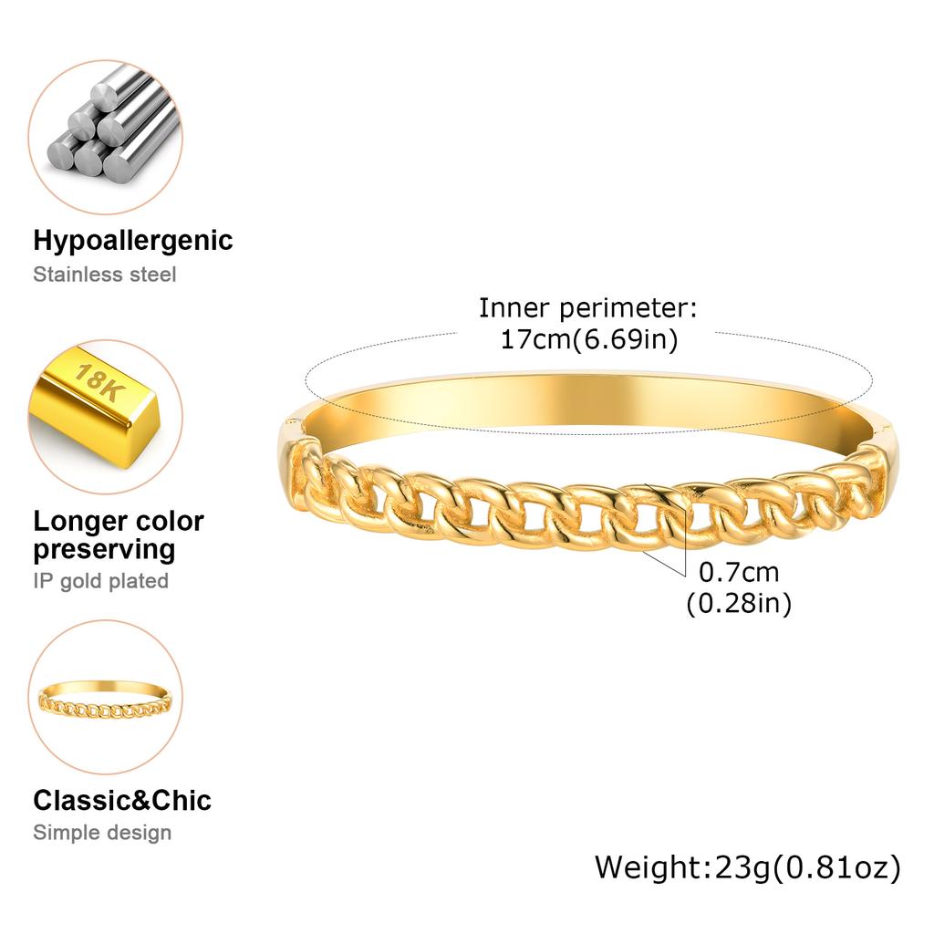 Bracelet jonc Fashion à chaîne torsadée en acier inoxydable pour femme Minimaliste Vintage Irrégulier Bracelets manchette Bijoux ouvrables Cadeaux