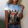 Femeii tricou retro imprimare desene animate animale pisică câine zilnic modă mânecă scurtă casual tricou haine feminine top tee
