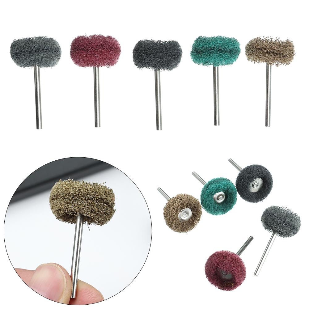 10pcs Burnish Accessories Grinding Drill Abrasive Brush Polishing Wheel Nylon Buffing with 3mm Shank