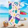 Retro Summer Beach Towel, Microfiber Sand Free Quick Dry, Colorful Bucket & Spade Print, Soft Absorbent for Kids & Pool
