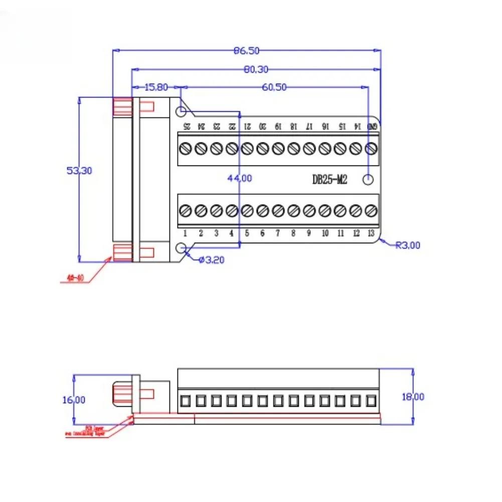 DB25 Female To Terminal Block Adapter 25 Pin Signal Connector With Insulated Base For Safe Electrical Connection