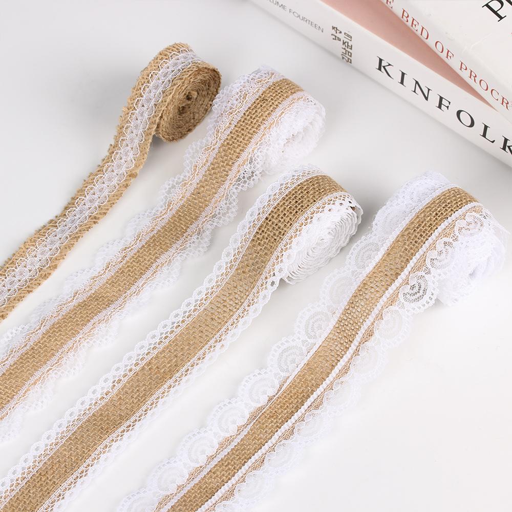 2M Gifts Belt Home Decor DIY Crafts Lace Trim Edge Rustic Wedding Burlap Ribbon Natural Hessian