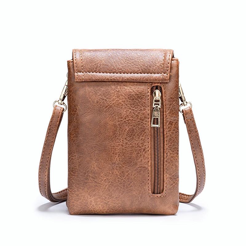Guangzhou Dames Crossbody Telefoontas van Gestructureerd Leer met Verstelbare Riem