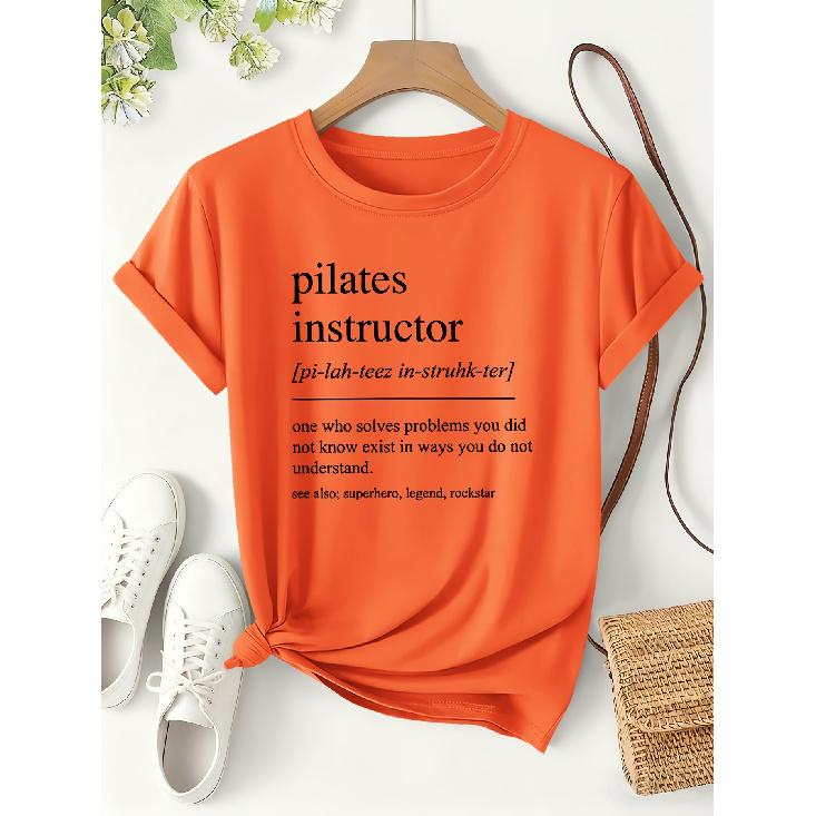 Pilates Instructor Funny Definition Print for Women T Shirt 2026 Funny Style Short-sleeve Shirts for Spring and Summer Teaching Everyday Wear of