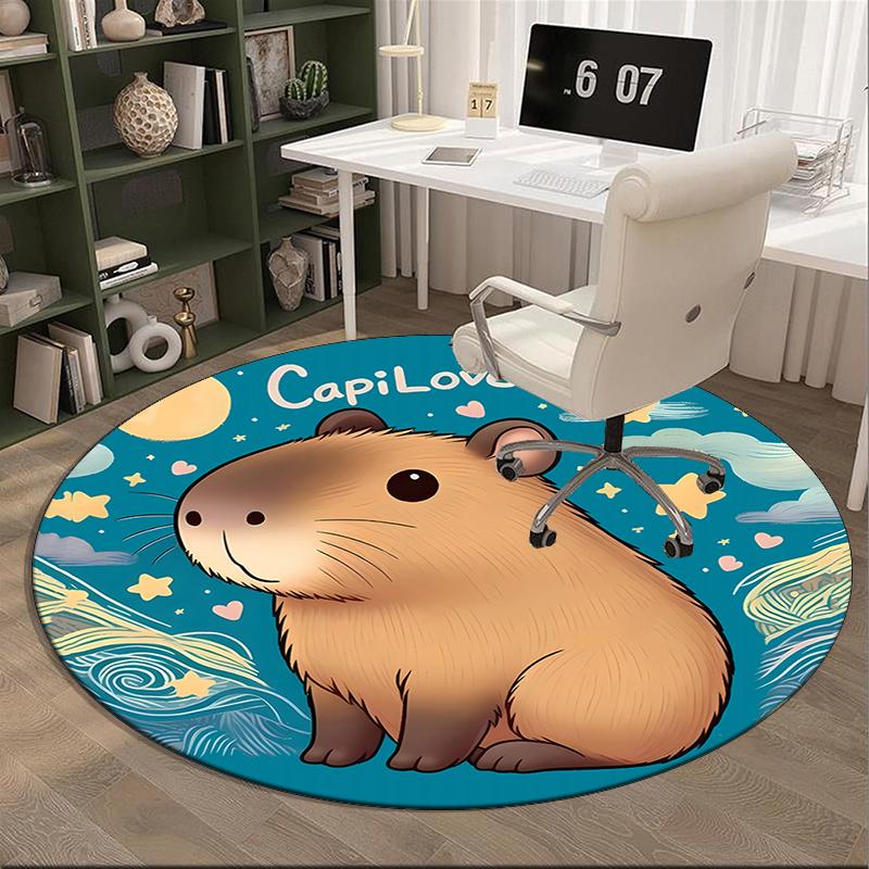 Bear Friends Greeting Round Carpet Chair Cushion Round Entryway Rug, Soft Round Rugs for Living Room, Bedroom, Circle Carpet Decor Gifts