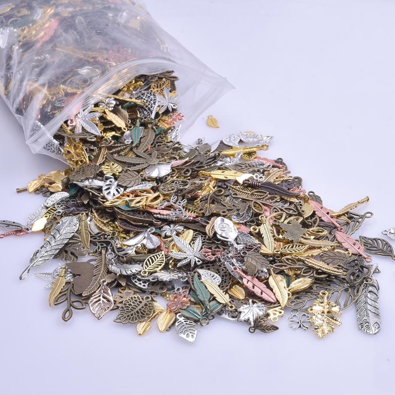 30pcs Radom Mix Plant Leaf Charms For Jewelry Making Supplies Vintage Pendant Charm Handmade Earring Necklace Retro Accessories