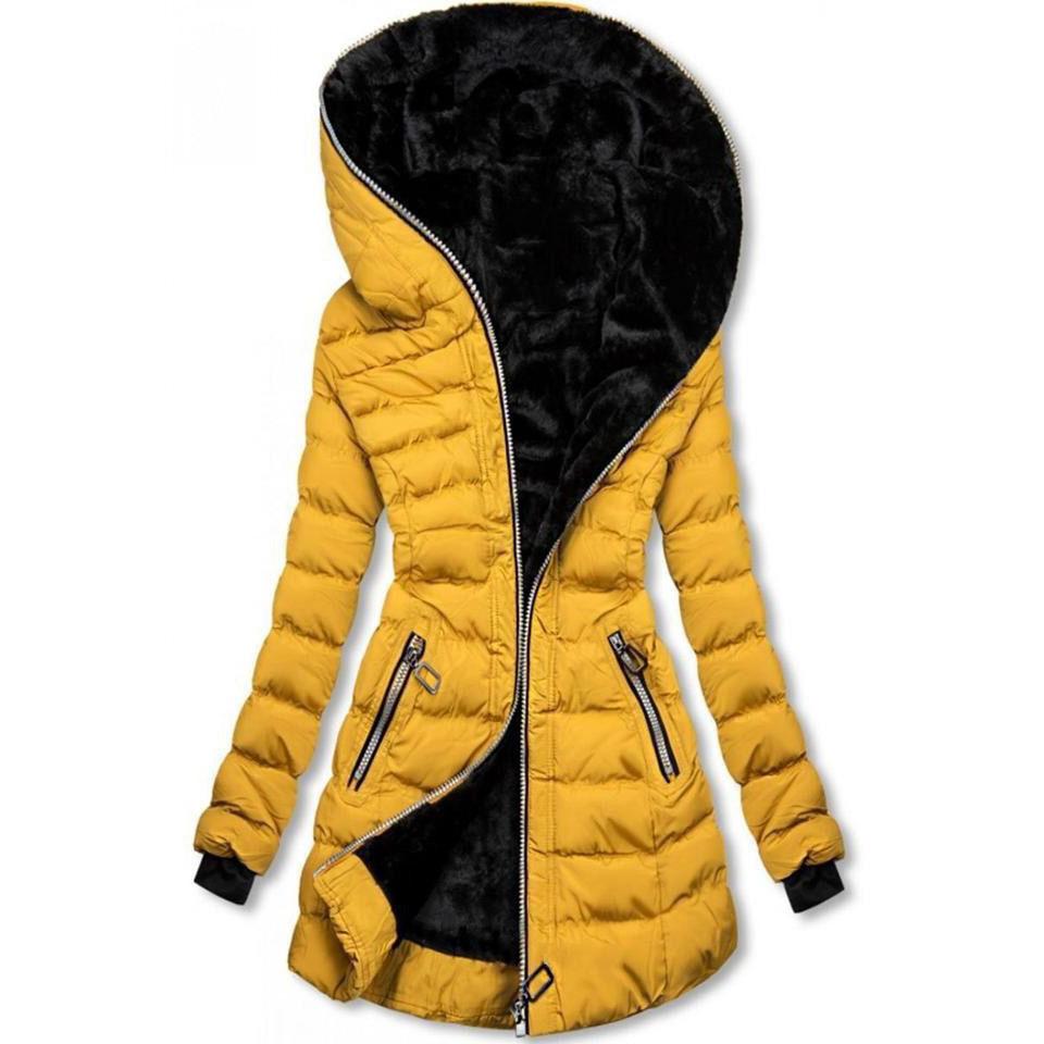 Dames Kapuchon Lange Mouw Katoen Gevoerd Fleece Winterjas S Jas Warm