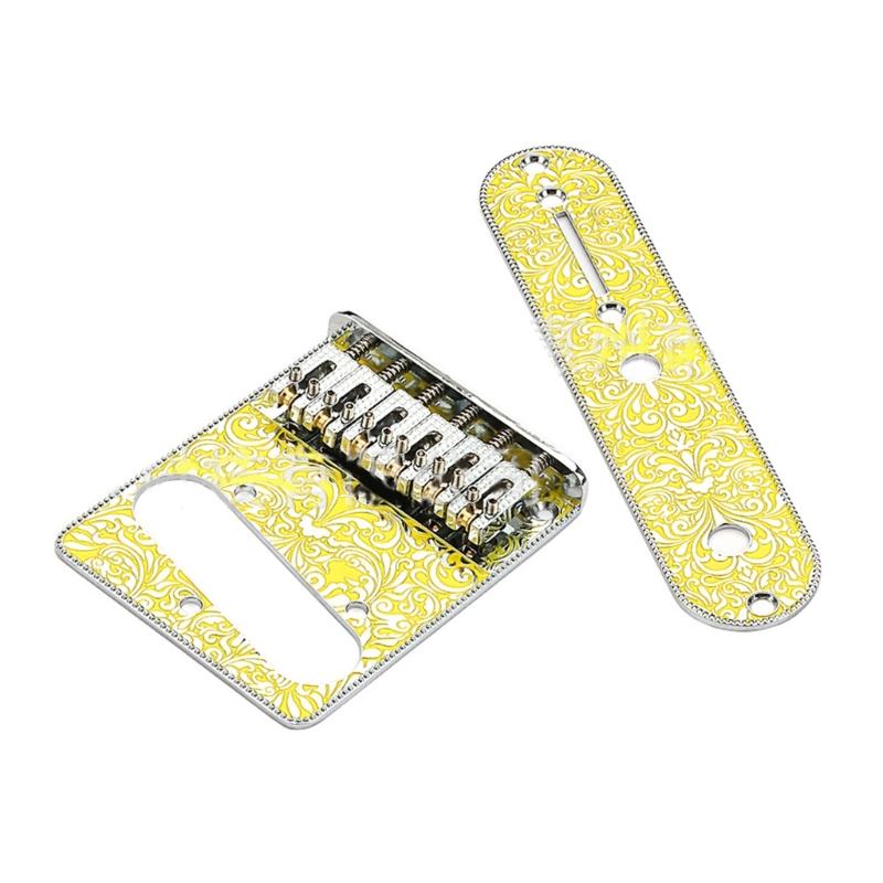 6 Strings Saddle Bridge Plate, 3 Way Switch Control Plate Set for Most Electric Guitars Replacement Parts Hardtail Set