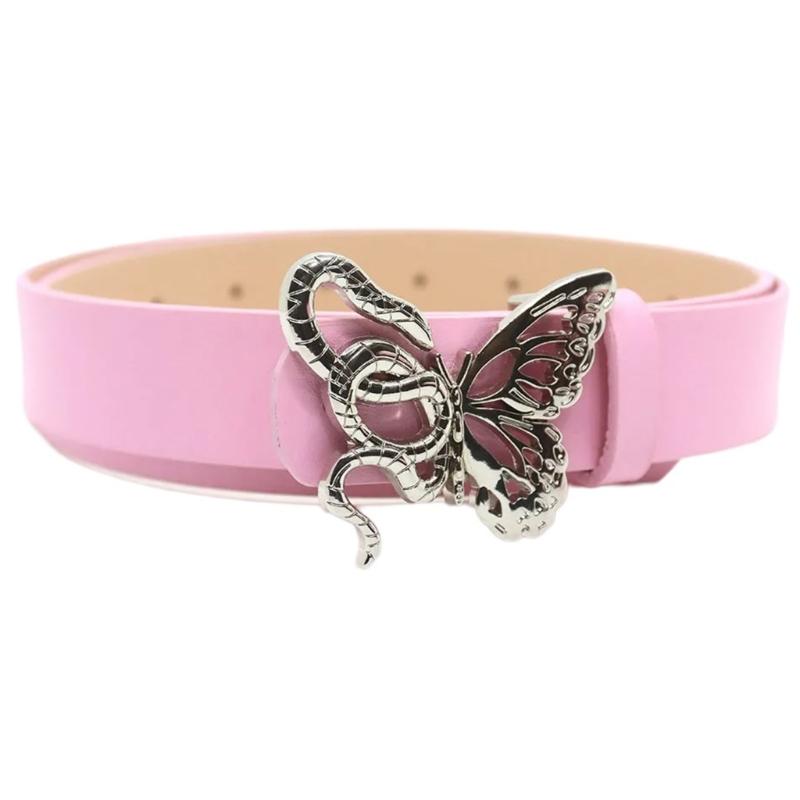 Waist Belt Butterfly Buckle Classical Skinny Belt for Dress Casual Wear PU Skinny Belt for Wrap Dress Pants