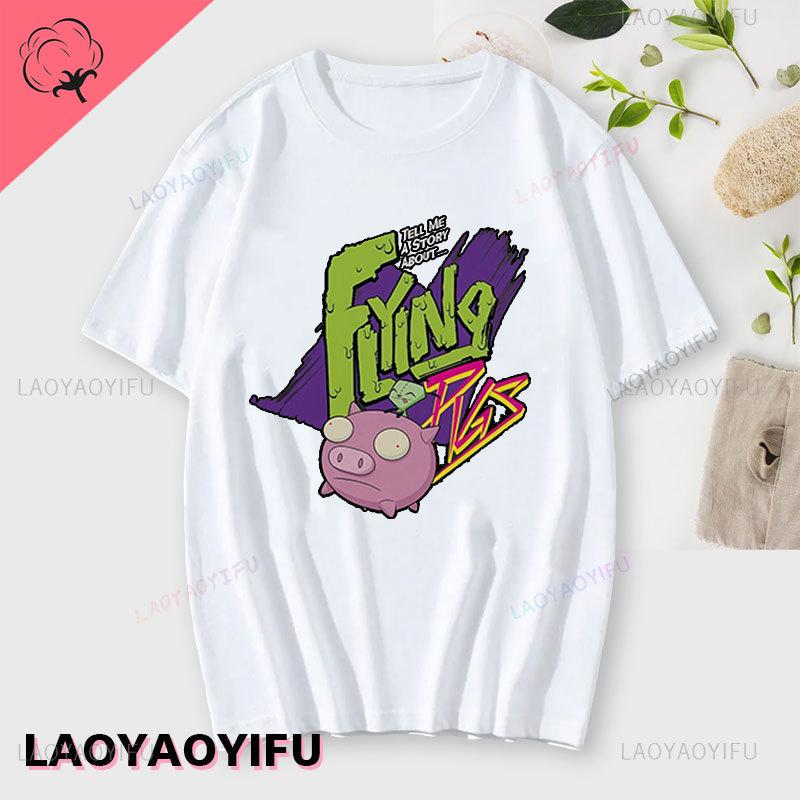 Anime Invader Zim Invader Gir Tricou grafic Zim Image Tricou cu desene animate Tricou unisex Unisex Tricou din bumbac Cămașă la modă Streetwear Topuri Unisex