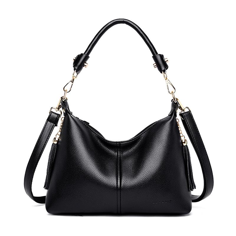 Fashion Women's Bag New Tassel Middle-aged Mother Bag Korean Style Fashion One-shoulder Crossbody Bag Fashionable Trendy Handbag