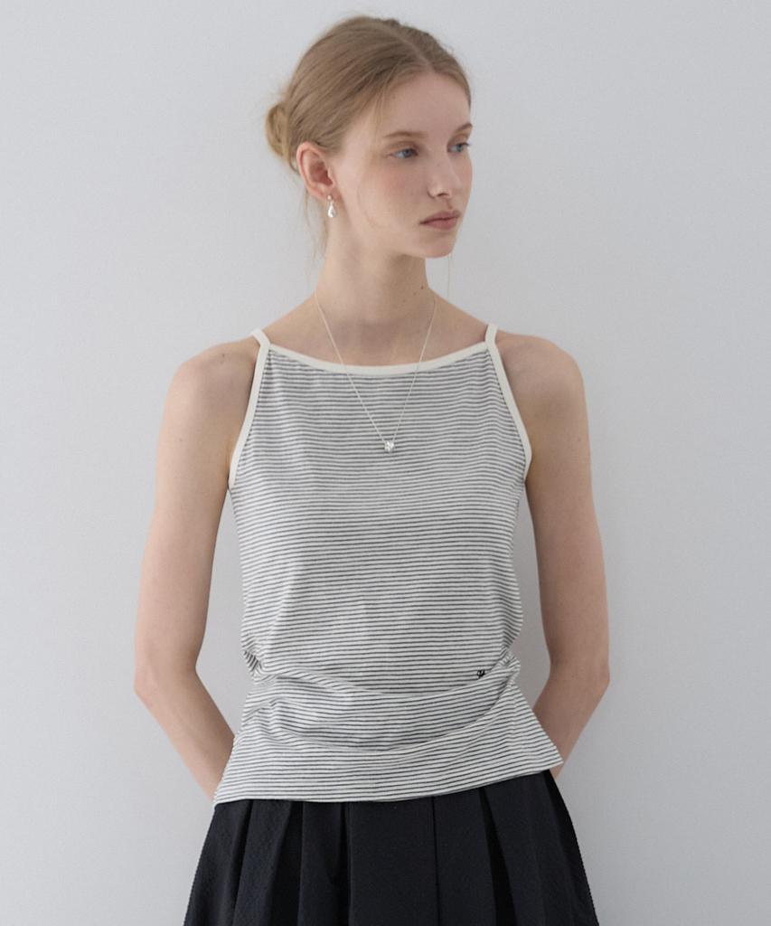 OURHOPE Halterneck Striped Sleeveless - Ivory
