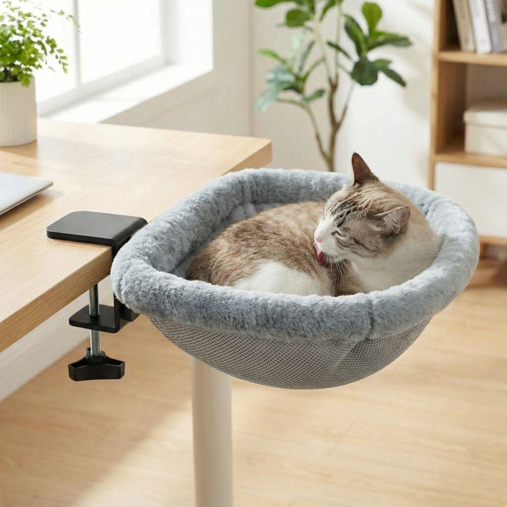 Space Saving Cat Table Bed Detachable Cat Desk Hammock Practical Folding Cat Bed Book Desktop