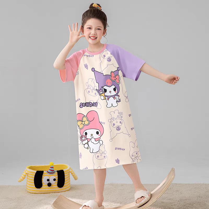 Princess Girls Summer Short Sleeve Pajama Dress for Kids