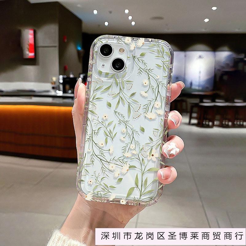 Vine Flower transparent phone case compatible with iPhone 1415 shockproof iPhone 13 Pro Max protective case for women 12 and 11