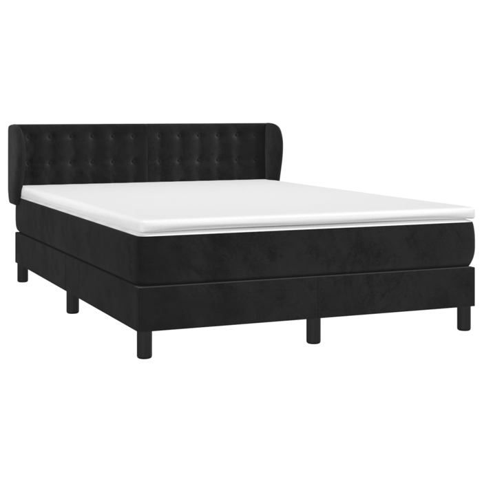 Maison Exclusive - Sommier à lattes de lit avec matelas Noir 140x200 cm Velours