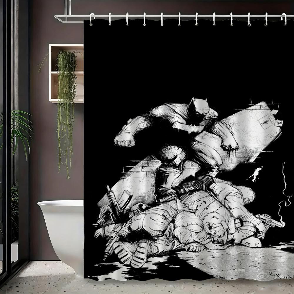 Superman Flying Above Clouds Waterproof Shower Curtain, Superhero Bathroom Decor For Fans