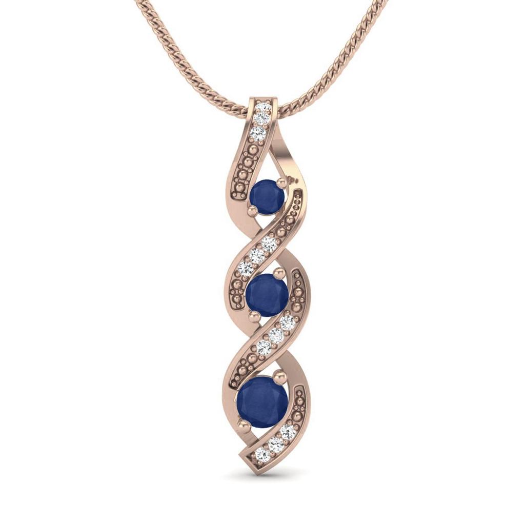 Colar Espiral de Safira Azul - Prata de Lei 925