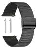 [Reinherz] Watch Band 20mm Stainless Steel Mesh Breathable Easy Click Double Lock Classic Smartwatch Watch Band Replacement Strap Black