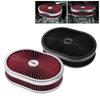 High Flow Chrome 12"x2" Oval Air Cleaner Filter Assembly 5-1/8" Carb Neck W/ Flow-Thru Lid for GMC Chevy Ford Chryler Dodge