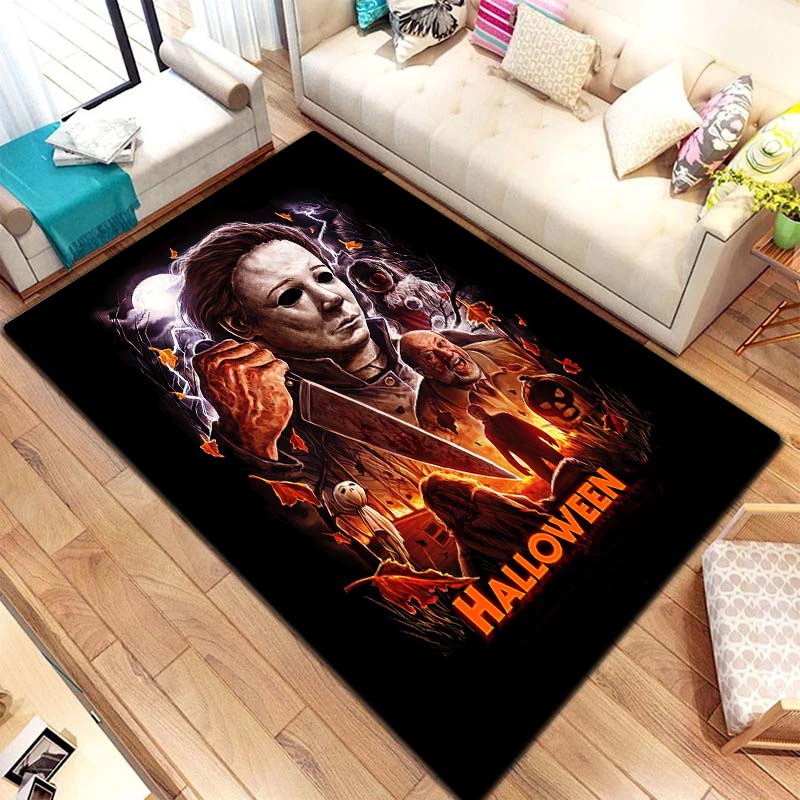 VIKAMA M-Michael Myers Horror Halloween Decorative Warmer Rug Home Living Room Bedroom Carpet Bathroom Kitchen Non Slip Carpet