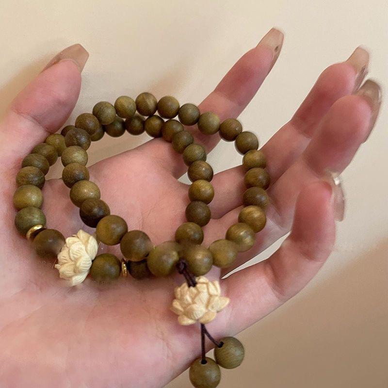 Wooden Beaded Lotus Bracelet Girls New Chinese Bracelet Zen Niche Retro Jewelry Girlfriend