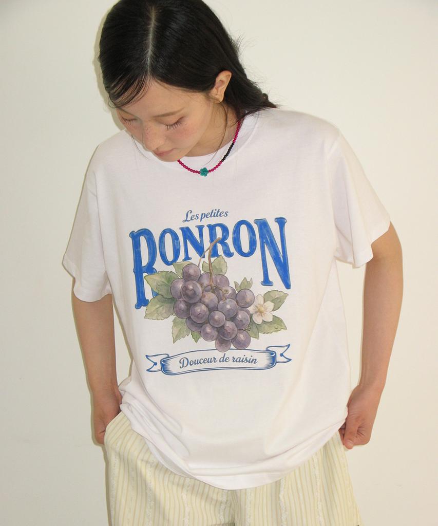 RONRON Vintage Grape Basic Fit T Shirt White