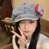 Japanese Ancient Feeling Apple Button Denim Octagonal Cloud Hat Female Korean Versatile Face Small Washed Beret