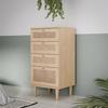 4-drawer Chest of Drawers - Oak and Cane Finish - W50.4 X D41.4 X H108.8 Cm - CALASETTA