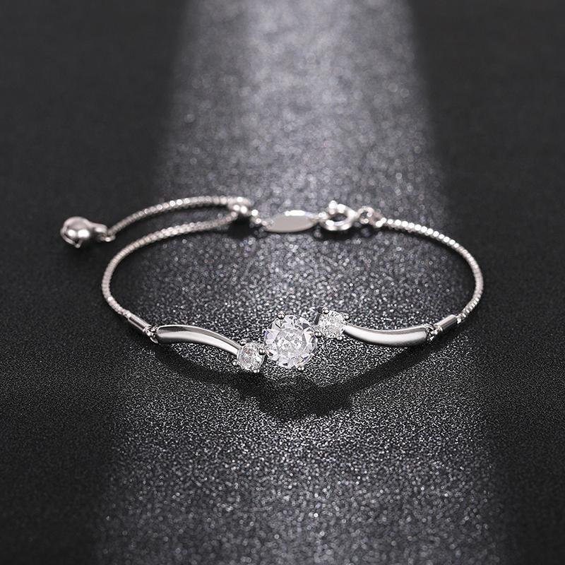 CAOSHI Bracciale Delicato Regolabile per Donna Disponibile in Due Colori Zirconia Cubica Gioielli Indossabili Quotidiani Accessori Brillanti per Feste