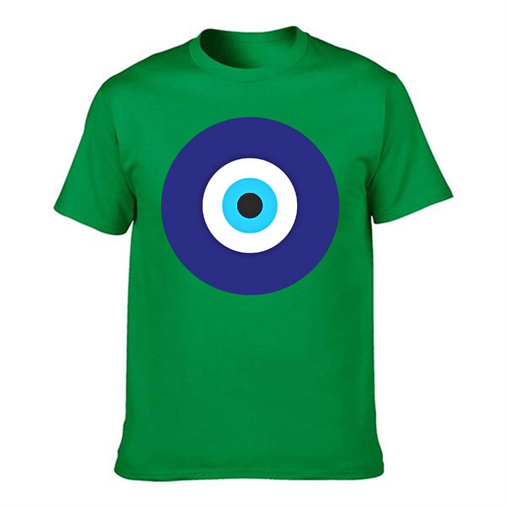 Unisexs Cotton Short Sleeve Tshirt With Classic Evil Eye Graphic Casual Crew Neck Tee Breathable Soft Fabric Fashionable Lucky