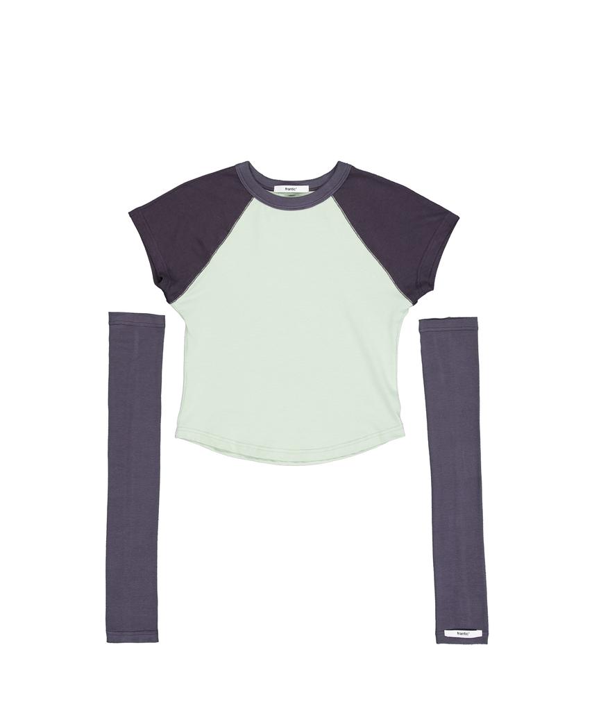 Peulaentigseobiseu Sleeve Warmer Raglan T-Shirt - Mint