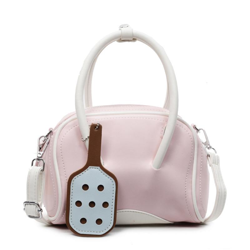 Hand Carry Bowling Bag Women's New Trendy Fashion Contrast Color Pillow Bag One Shoulder Crossbody Bag