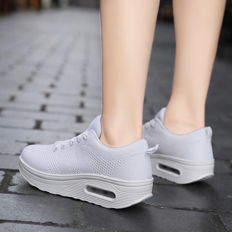 Autumn Fly-Woven Mesh Breathable Sports Casual Shoes Platform Rocking Shoes Women'S Shoes Air Cushion Shoes Women
