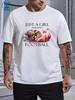 JUST A GIRL WHO LOVES FOOTBALL With Helmet, Ball And Pumpkin Print Unisex T-Shirt