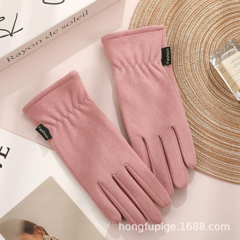 Warm Gloves New Rabbit Velvet Bow Outdoor Cycling Versatile Windproof and Cold Autumn and Winter Gloves