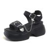 Mode Damen Schuhe im Sale 2025 Neue Ein-Wort-Schnalle Damen Sandalen Sommer Zehenfrei Mittelhoch Wasserdicht Prägnante Tägliche Sandalen Damen